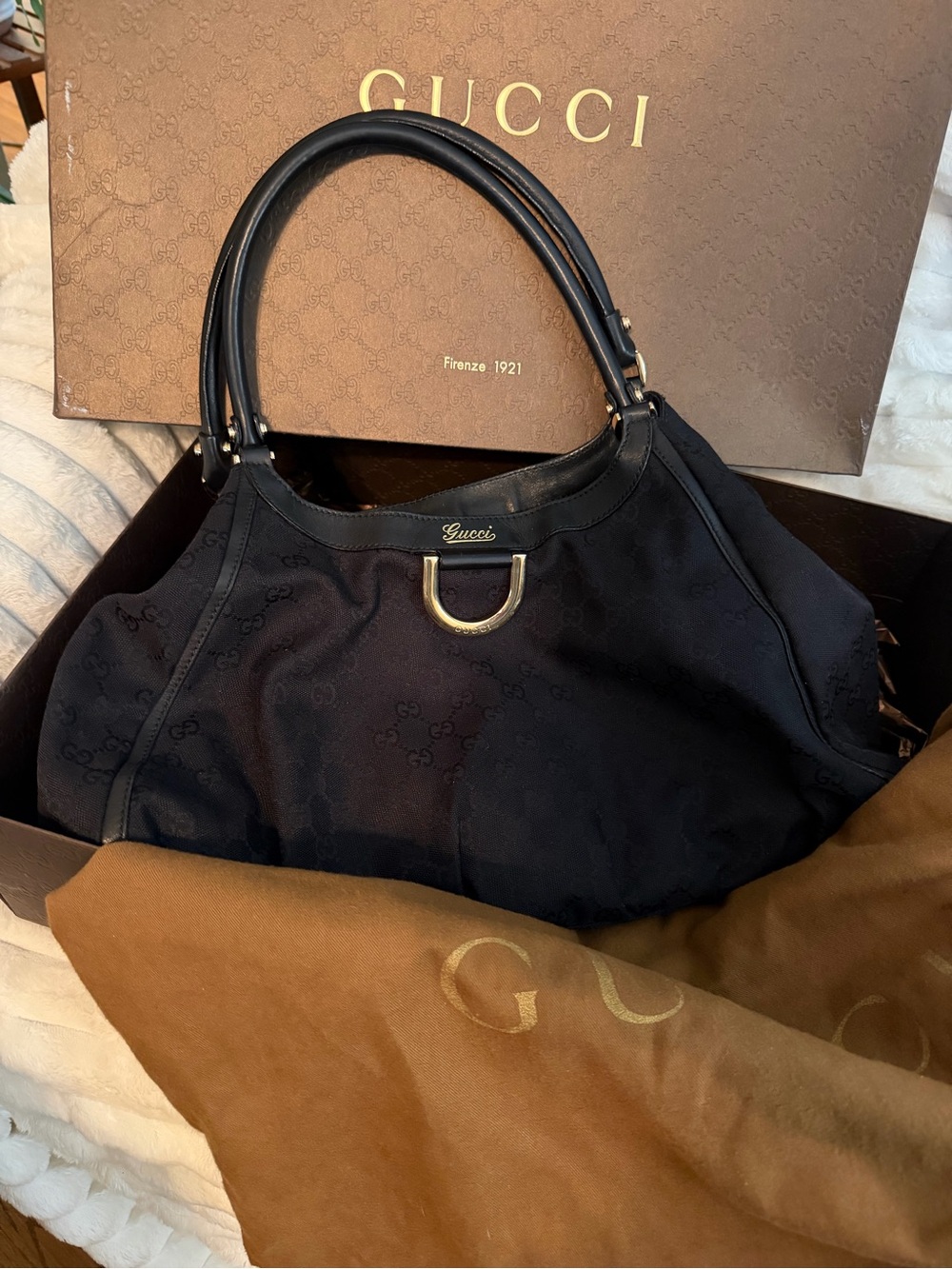 Gucci Abbey D-Ring Black Hobo Bag